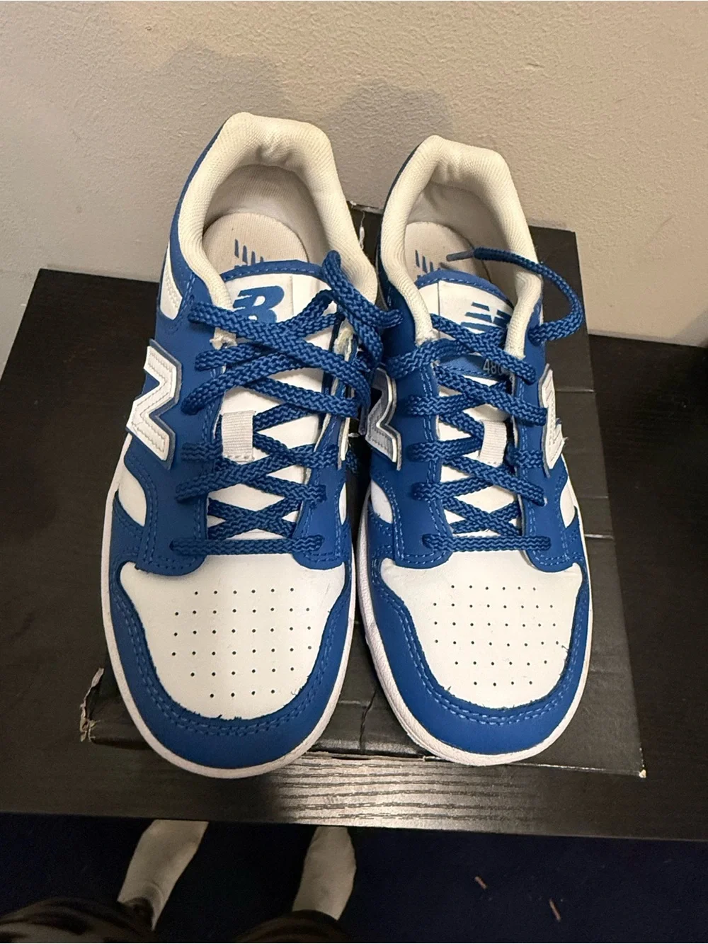 New Balance Kids Blue and White Lace-Up Sneakers